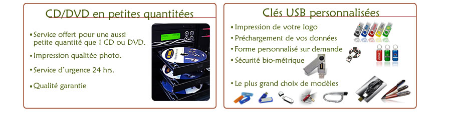 CD/DVD petite quantitées / Clées USB personnalisées
